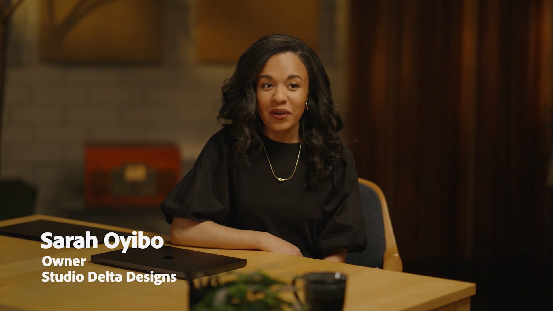 Sarah Oyibo in an Adobe Express creator story